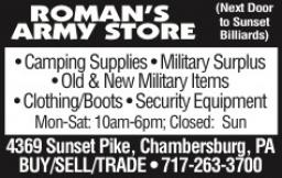 we buy and sell military surplus,from all eras  we also buy,sell and trade.